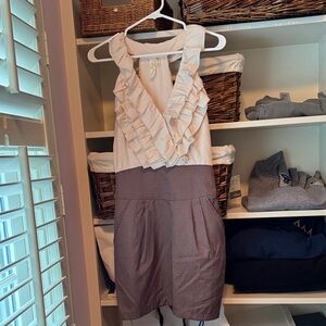 Elegant Ruffled Two-Tone Dress